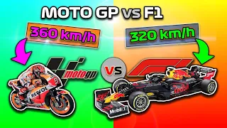 F1 VS MOTO GP 💥 ¿QUÉ ES MÁS RÁPIDO UN COCHE DE FORMULA 1 🟢 o UNA MOTO GP? EL MEJOR (Te SORPENDERÁ..)