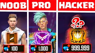 100💎vs 1000🔥vs 1000000😱 diamonds Free Fire challenge