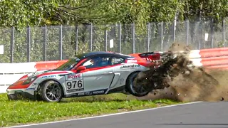 Nürburgring BIG CRASH Porsche Cayman GT4 vs Mercedes AMG GT3 | NLS Race 7 (08.10.2022)