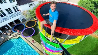 I Built the World's Tallest Trampoline Tower!!