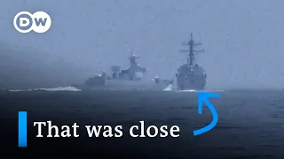 US releases video of Chinese warship passing extremely close to US destroyer | DW News