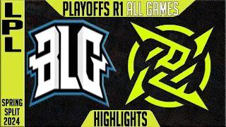 BLG vs NIP Highlights ALL GAMES | LPL Spring 2024 Upper R1 Playoffs | Bilibili Gaming vs Ninjas in P