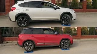 Subaru XV 2.0 S-AWD vs Suzuki Vitara 1.4 Turbo All Grip - 4x4 diagonal & lateral test on rollers