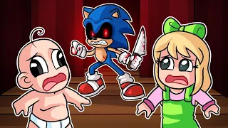 ¡ESCAPA DE SONIC.EXE! 💀😱 BEBE NANI Y NOOBSI VS SONIC.EXE EN MINECRAFT TROLL ROLEPLAY