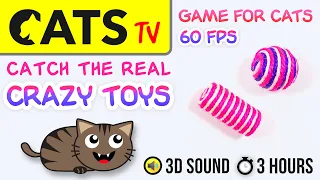 GAME FOR CATS - Catch real crazy toys 🙀😻 3 HOURS [Cats TV]