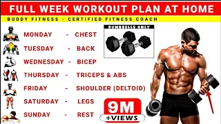 Full Week Workout Plan At Home With Dumbbells | No Gym Full Body Workout