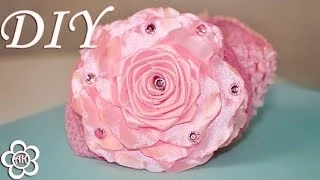 Роза  на повязке своими руками / DIY Rose Satin Ribbon