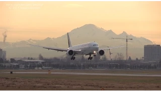 Morning heavies, Qantas, Air Canada, Japan Airlines landing at YVR