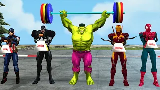 Spiderman vs Hulk vs Iron Man vs Joker Weightlifting Skills Challenge funny| Game GTA 5 Superheroes