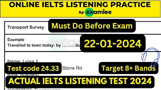 IELTS Listening Practice Test + Answers [ 22-01-2024 ] / Actual IELTS Test #examlee #ieltslistening