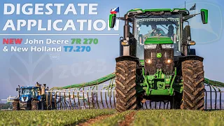 😎 NEW JOHN DEERE 7R 270 🟢 & New Holland T7.270 🔵- Aplikace digestátu / Digestate application 2023