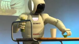 Honda 新型ASIMO (2011) フタ開け、ジュースを紙コップへ