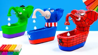 How to make bathtub mix elephant mod superhero Hulk, Spider man, Captain America with clay