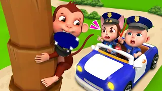 The Monkey Steal Police Hat - Police Officer Songs + Job And Carrer Songs | Rosoo Kids Song