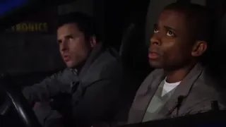 Psych - Gus throws Shawn through a window