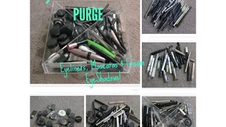 Makeup Declutter & Purge | EYELINERS, MASCARAS & CREAM EYESHADOWS!