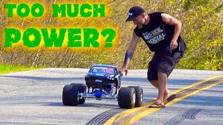 I TRY TO BEAT my SPEED RECORD - 53HP 1000 AMP 100LB PRiMAL RC MONSTER TRUCK  4x4  | RC ADVENTURES