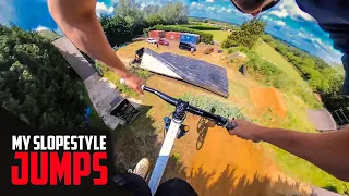 RIDING MY BIG MTB SLOPESTYLE JUMPS!!