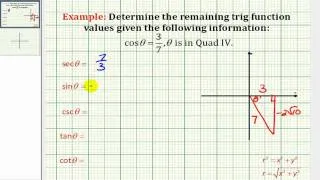 Example:  Determine Trig Function Values from Given Information