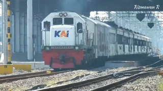 Hunting kereta api yang melintas di Stasiun Purwosari Solo | Sibuk nya aktivitas di stasiun ini