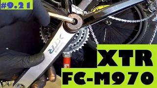 Shimano XTR FC-M970 crankset removal / installation. Two piece chainset. How to remove.