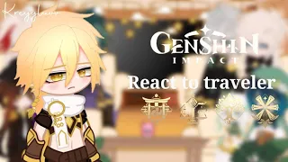 Genshin impact react to traveler (male mc)||1/?||Genshin impact||credit on description||by:kreyyluvv