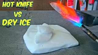 EXPERIMENT Glowing 1000 degree KNIFE VS DRY ICE