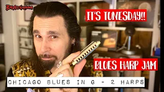How To Not Suck at Chicago Blues Harp - Key of G Medium Slow Blues Harmonica Jam - Tunesday 40