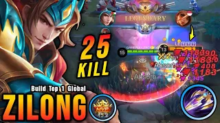 25 Kills!! New Zilong Deadly Build (WTF DAMAGE) - Build Top 1 Global Zilong ~ MLBB