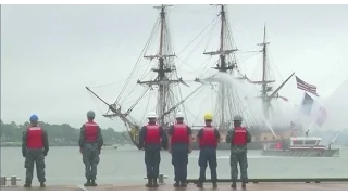 Replica French Warship Hermione Arrives in Yorktown.