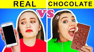 ALIMENTOS REALES VS CHOCOLATE DESAFÍO DE ALIMENTOS #2 par CRAFTooNS Challenge