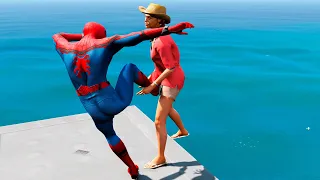 GTA 5 Water Ragdolls Spiderman Jump Fails #8 || Funny Moments ( Euphoria physics )