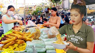 Noodles, Spring Roll, Yellow Pancake, Beef, & More - Cambodian Street Food & Phnom Penh Market