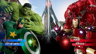 HULK & Captain America Vs Venom & IronMan [Very Hard]AI Marvel Capcom