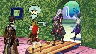 Squidward kicks every Genshin character out of his house