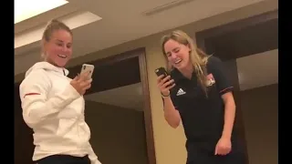 Macario, Henry and other OL players singing their initiation songs - Bizutage OL féminin