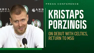 PRESS CONFERENCE: Kristaps Porzingis: "Awesome feeling" to have record-setting debut vs. old team