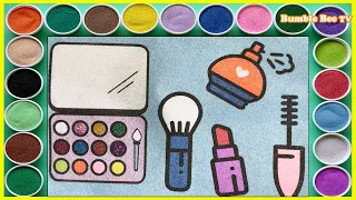 DRAW,COLORING EYESHADOW,LIPSTICK,MASCARA SAND PAINTING SO BEAUTIFUL/MAKEUP/LEARN COLOR/BUMBLE BEE TV