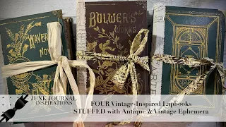 FOUR Vintage-Inspired Lapbooks STUFFED with Vintage and Antique Ephemera | Flip-Through