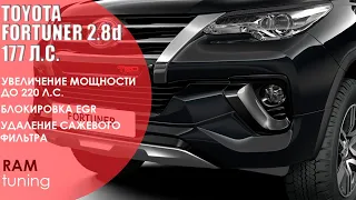 Новый Toyota Fortuner 2.8d удаление сажевого фильтра, глушим клапан ЕГР,  чип-тюнинг до 220 л.с.