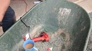 How to weld plastic with a soldering gun. I fixed a hole in my plastic wheelbarrow.