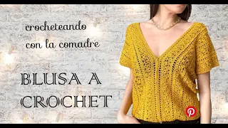 ⭐⭐⭐teje hermosa blusa Laura a crochet fácil y rápido  todas las tallas crocheteando con la comadre