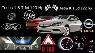 Ford Focus 1.5 Tdci 120 hp VS Opel Astra K 1.5d 122 Hp 0-190 Yarışı