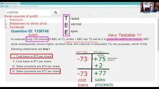 Series 7 Exam Prep - Cost Basis and Sales Proceeds in a Covered Call