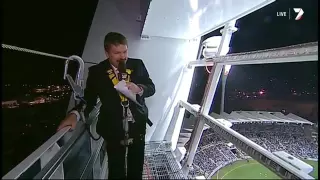 Brian Taylor in a light tower at Kardinia Park (simonds Stadium) Geelong Cats