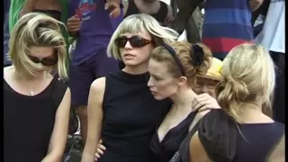 Archive footage of Michael Hutchence funeral with Kylie Minogue