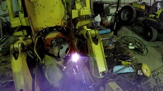 Welding and plating the cracked frame on the bulldozer cat d3c lgp hystat