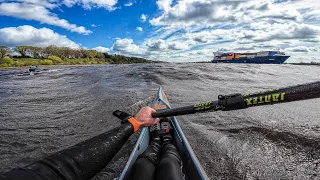 Kajak fahren: Anpaddeln bei 5 Bft. auf der Elbe Hamburg 2024 Kajak Surfski C10 🔥schalte 4K ein!🔥