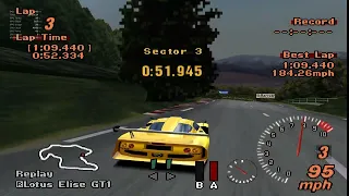 Gran Turismo 2 Hot Laps Trial Mountain ( Elise GT1 RM  ) 1:09.440