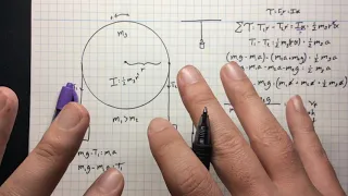 Rotational Motion - Atwood's Machine   Nonnegligible Pulley 2 Masses